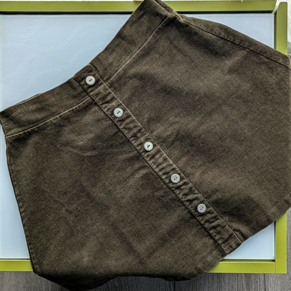 Moss Green Corduroy Miniskirt